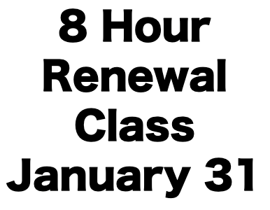 8 Hour CCW Renewal Class (January 31)